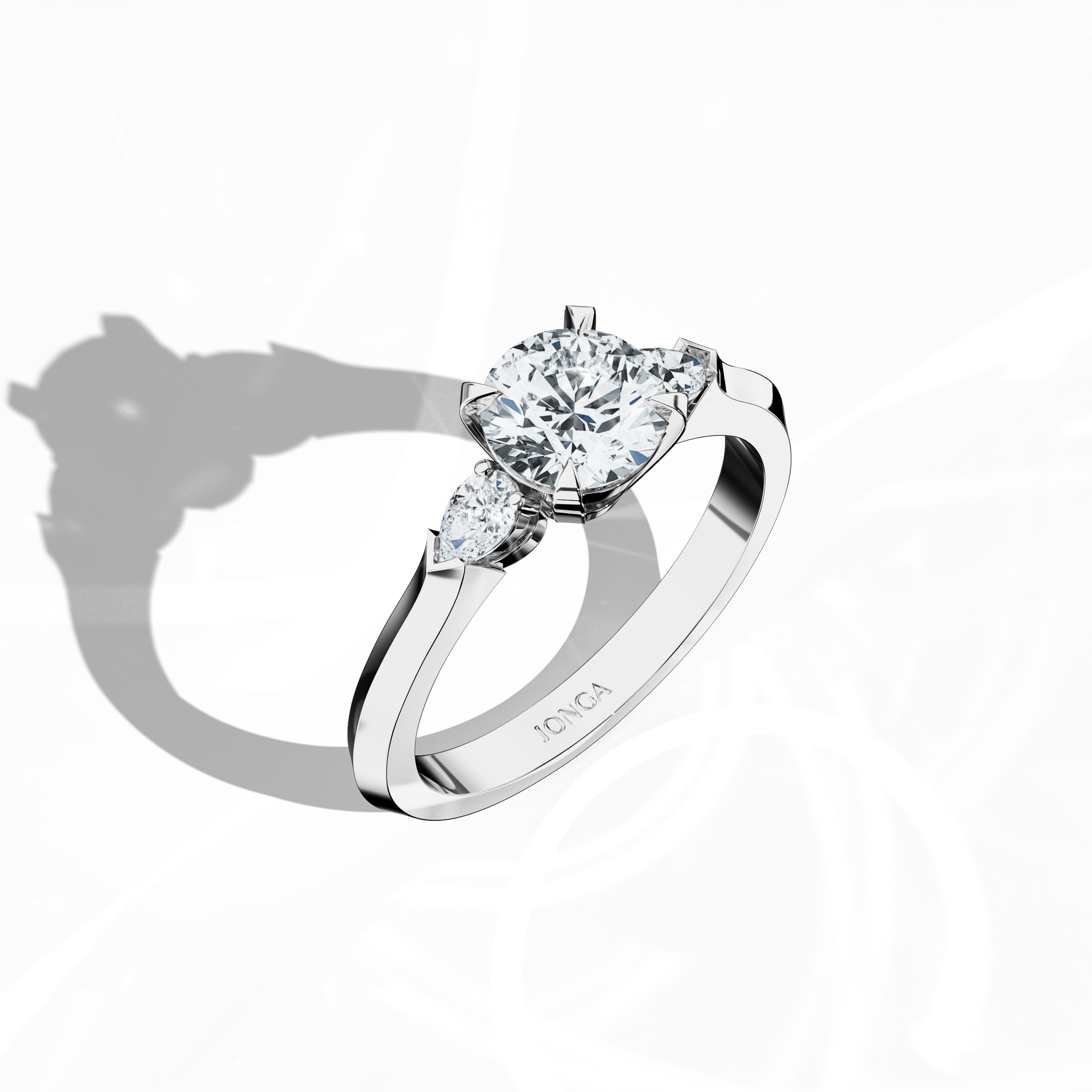 Round Trio 1.00 ct Ring in White Gold