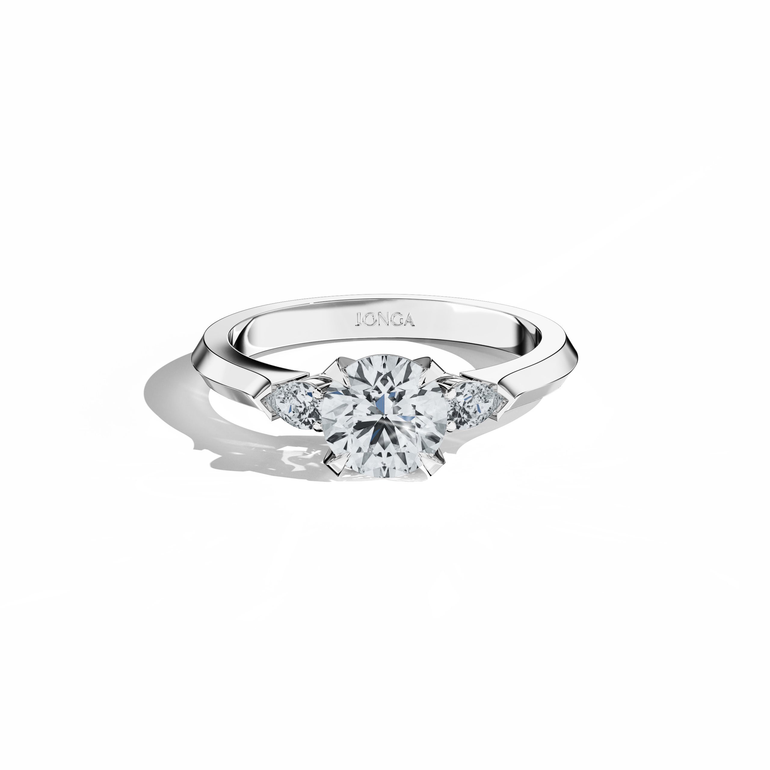 Round Trio 1.00 ct Ring in White Gold