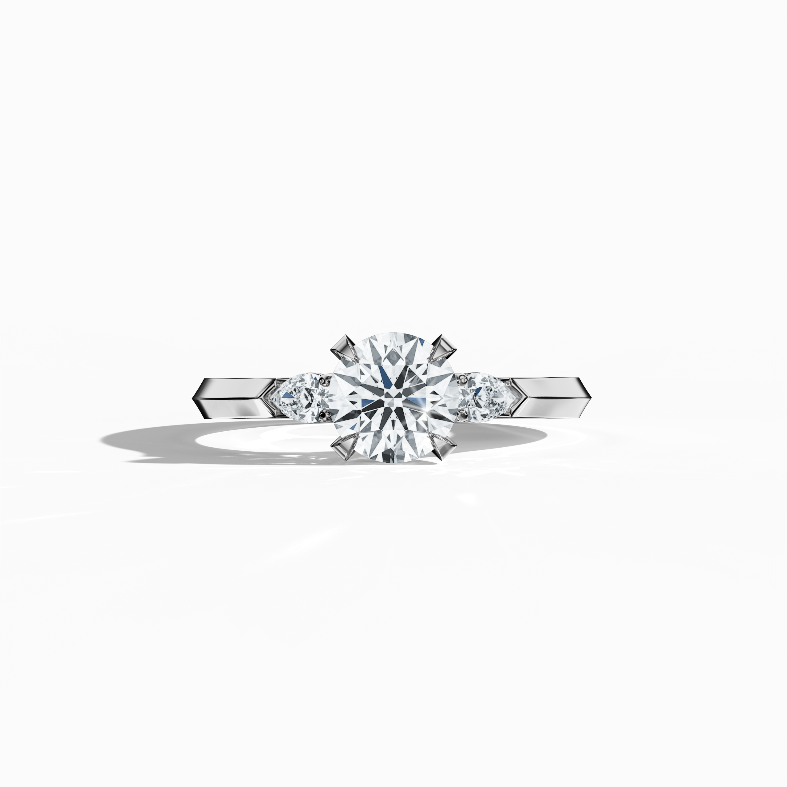 Round Trio 1.00 ct Ring in White Gold