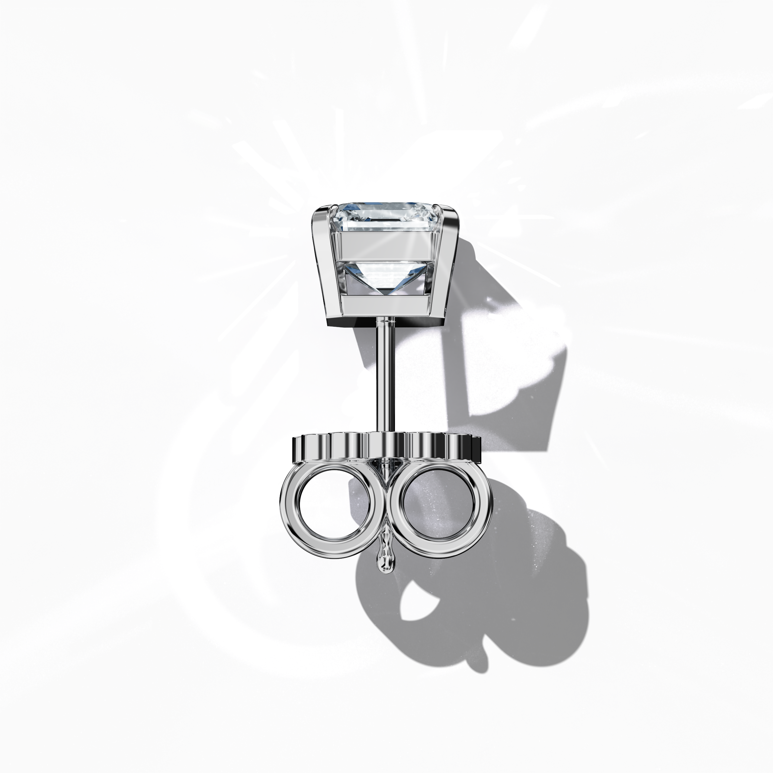 Classic 1ct Asscher Earring in White Gold