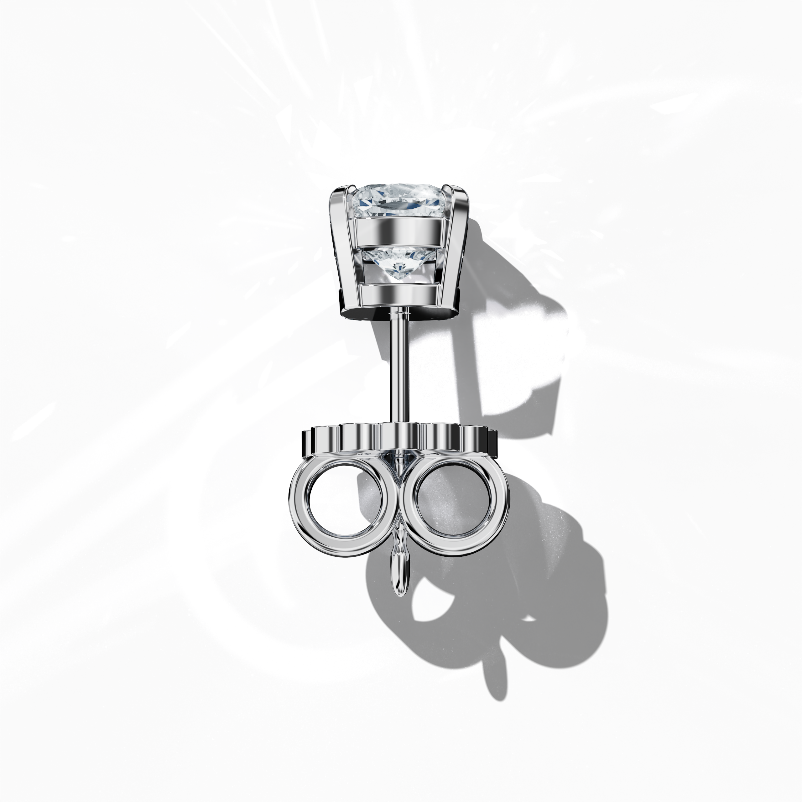 Classic 1ct Cushion Earring in White Gold