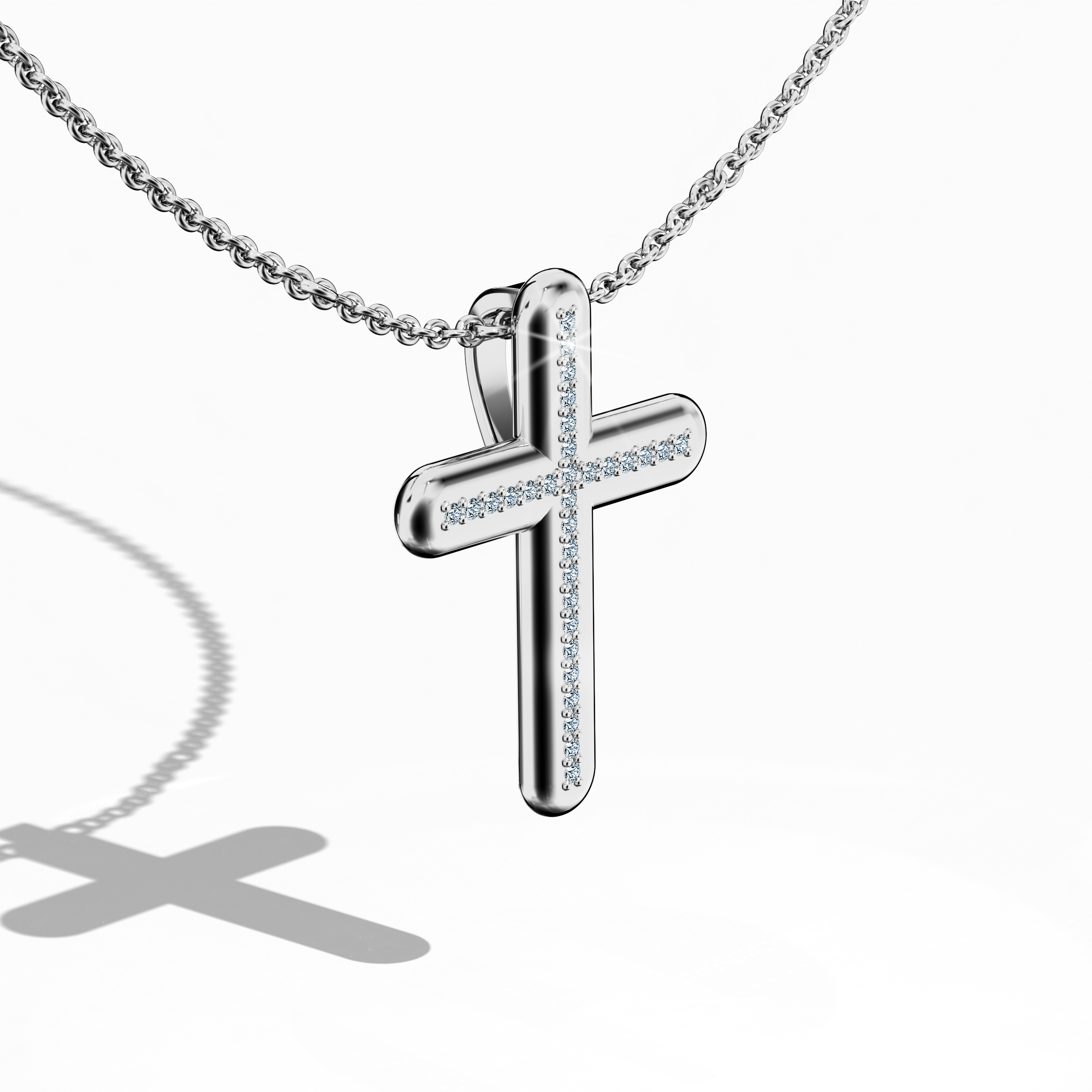 Cross pendant Center paved in white gold