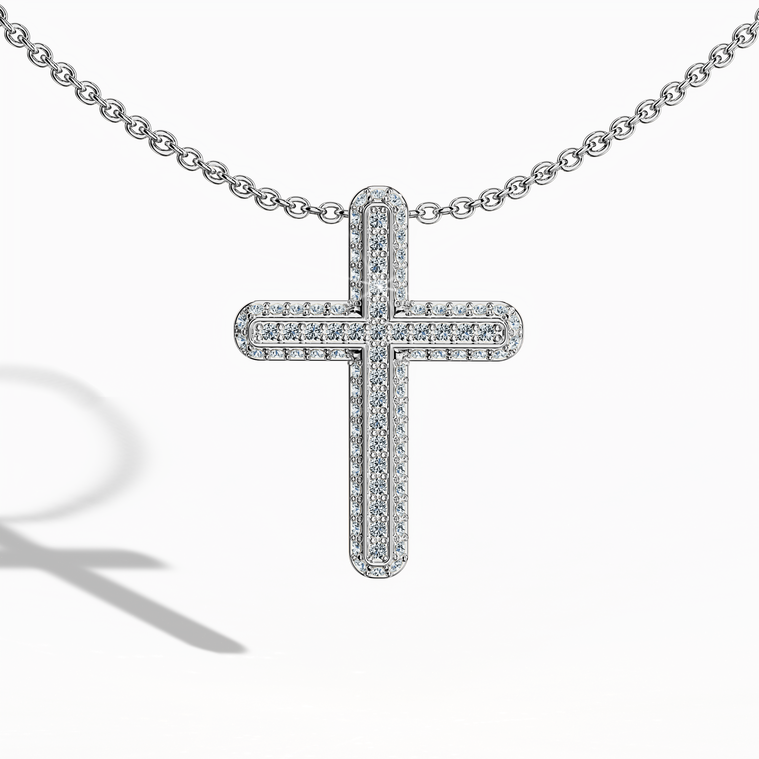 Simple cross pendent Paved in White gold