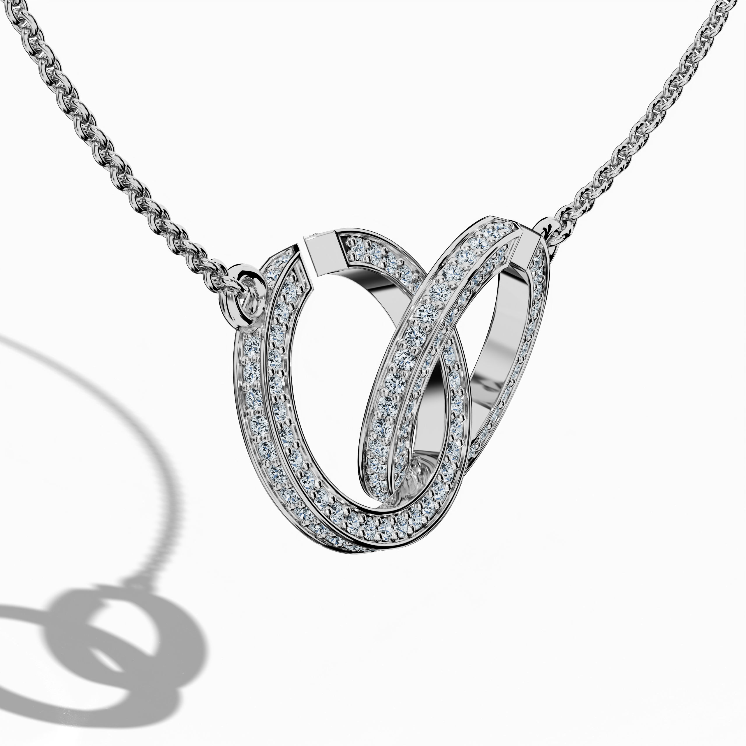 Inter Lock Diamond Pendant in White Gold