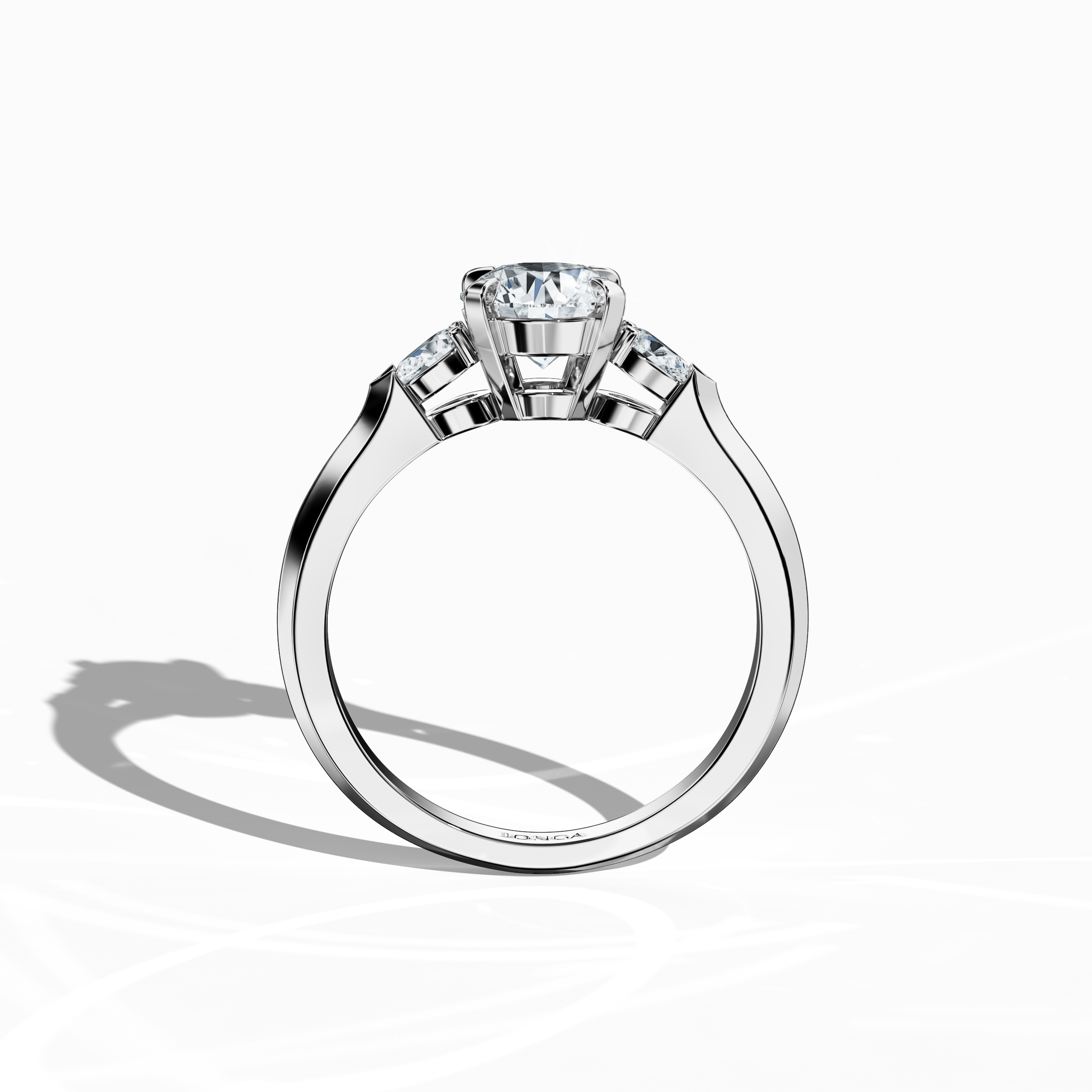 Round Trio 1.00 ct Ring in White Gold