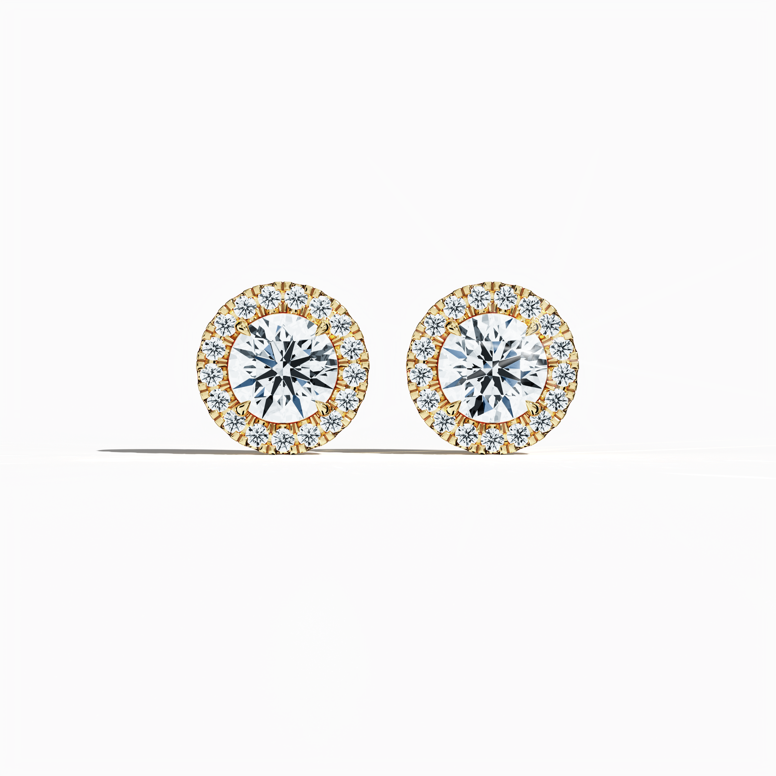 Halo Earring 2ct in Yellow Gold