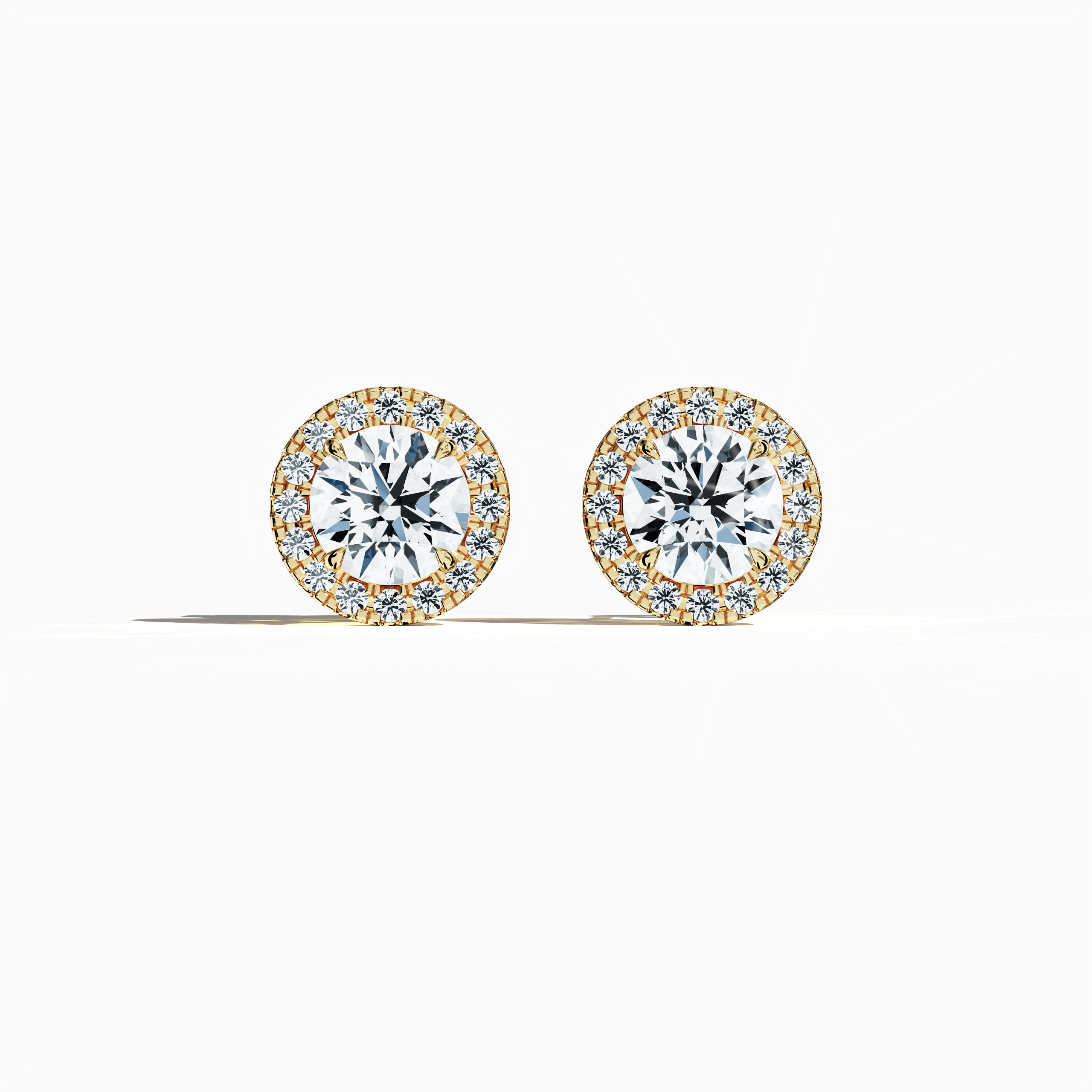 Halo Earring 4ct in Yellow Gold