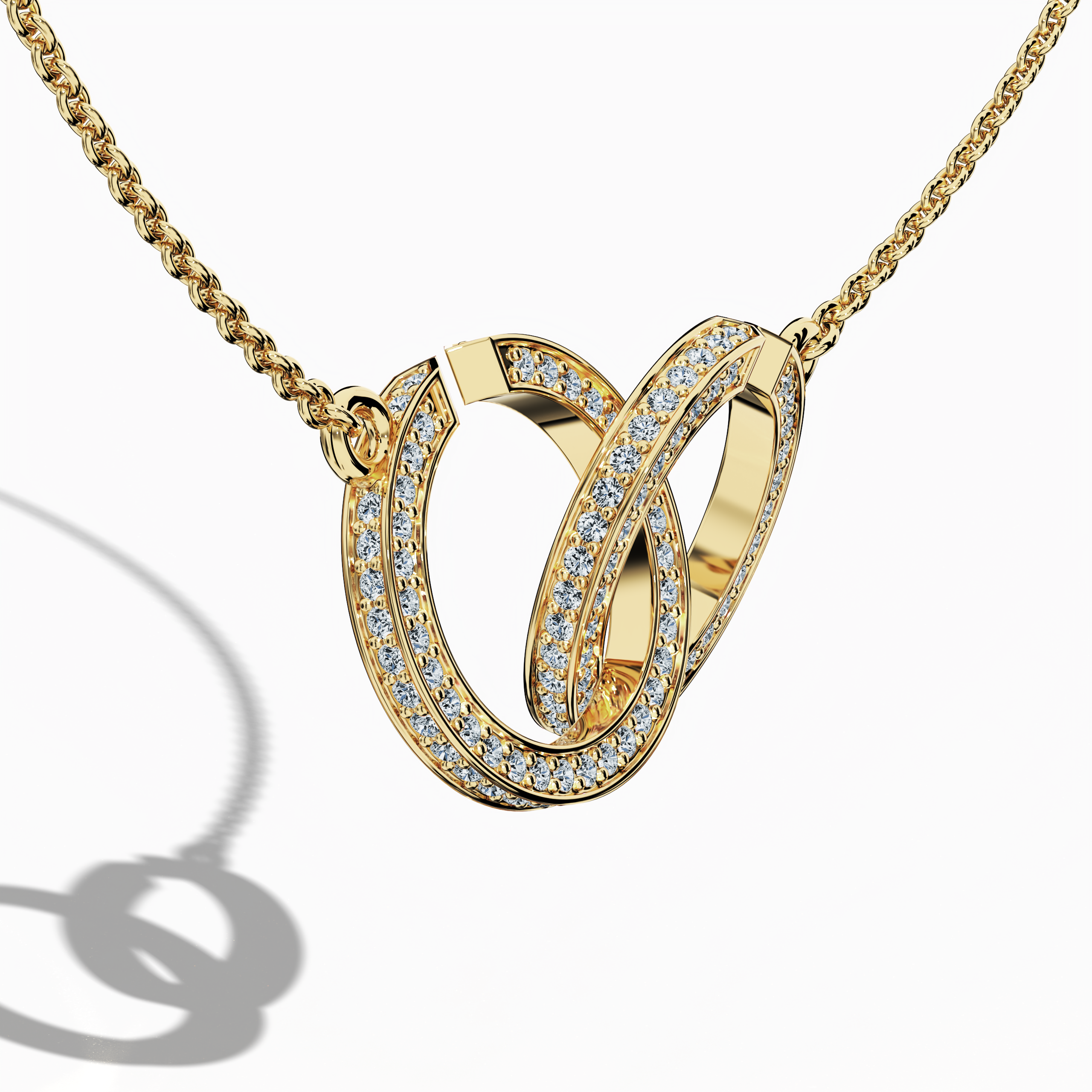 Inter Lock Diamond Pendant in Yellow Gold