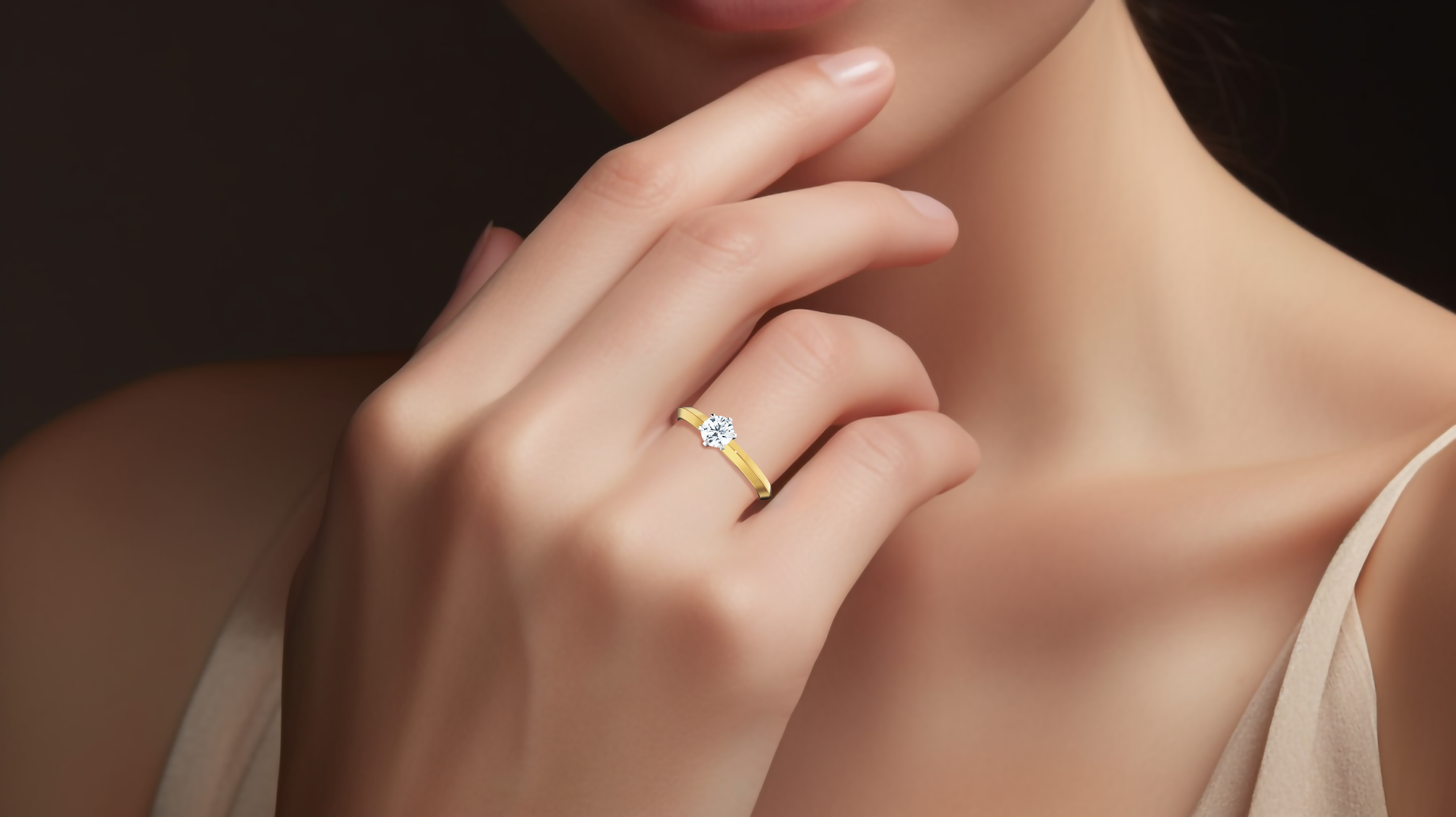 2s Solitaire ring -0.50ct Yellow Gold