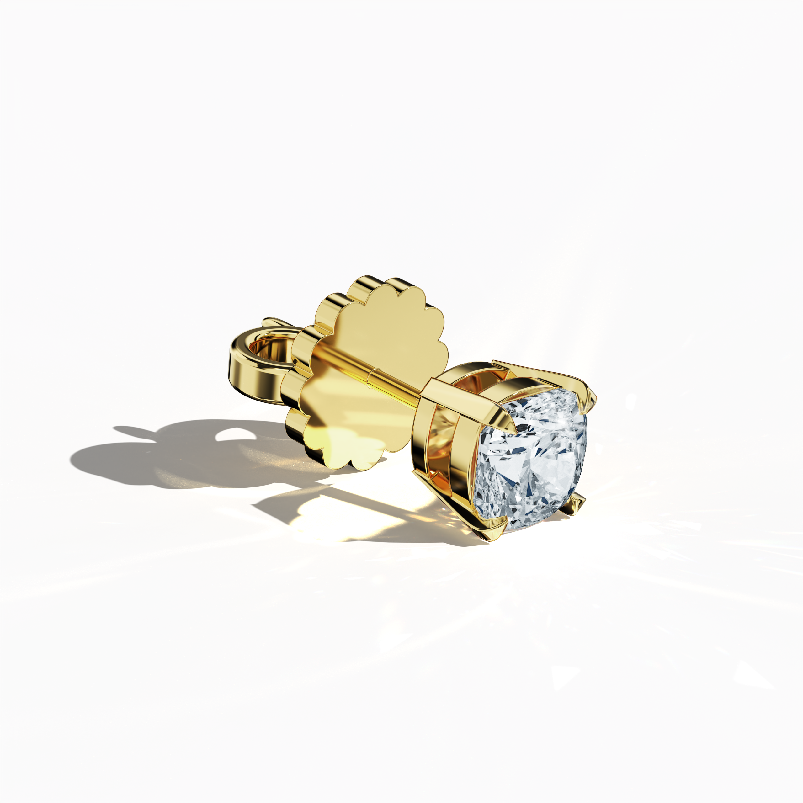 Classic 1ct Cushion Earring in Yellow Gold