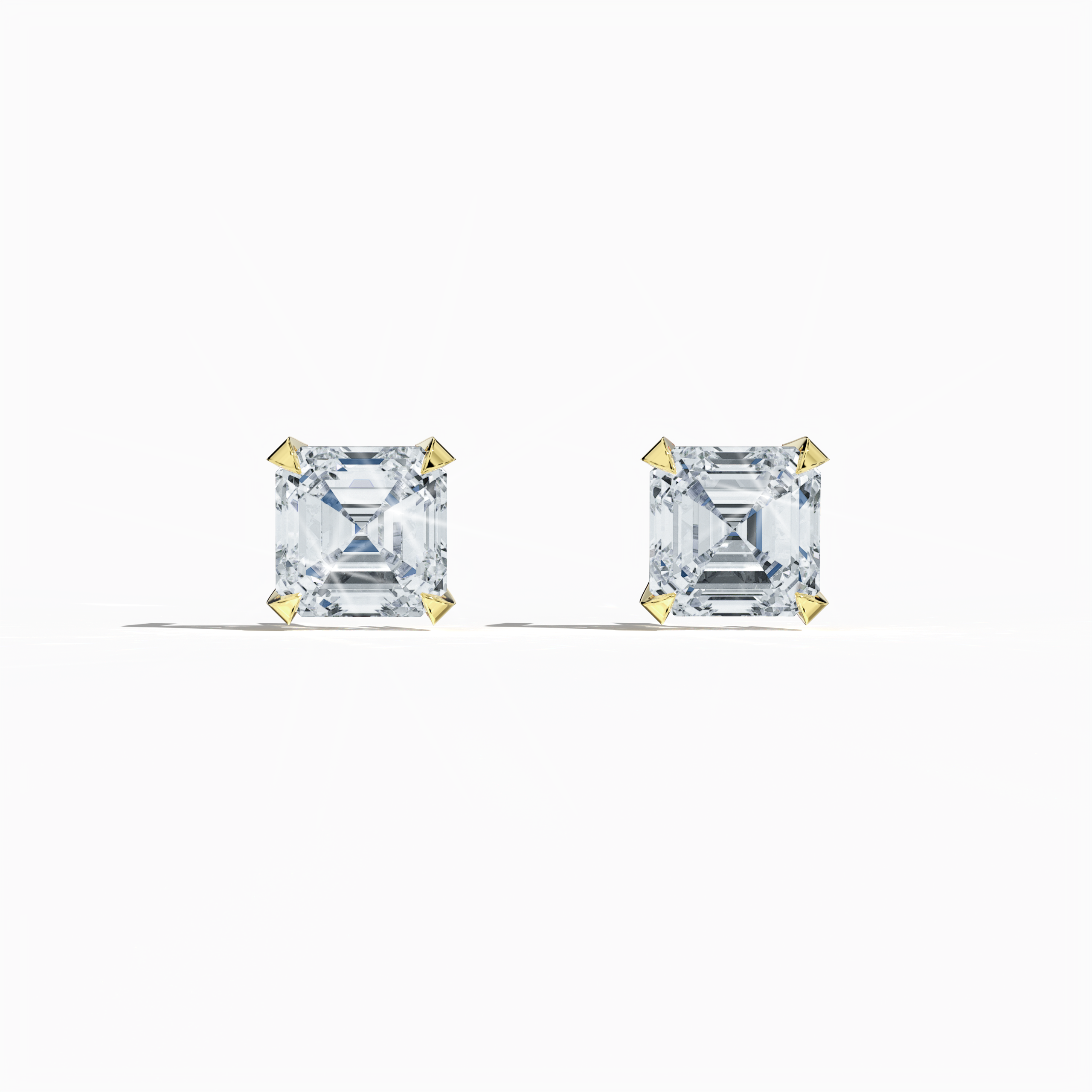 Classic 1ct Asscher Earring in Yellow Gold