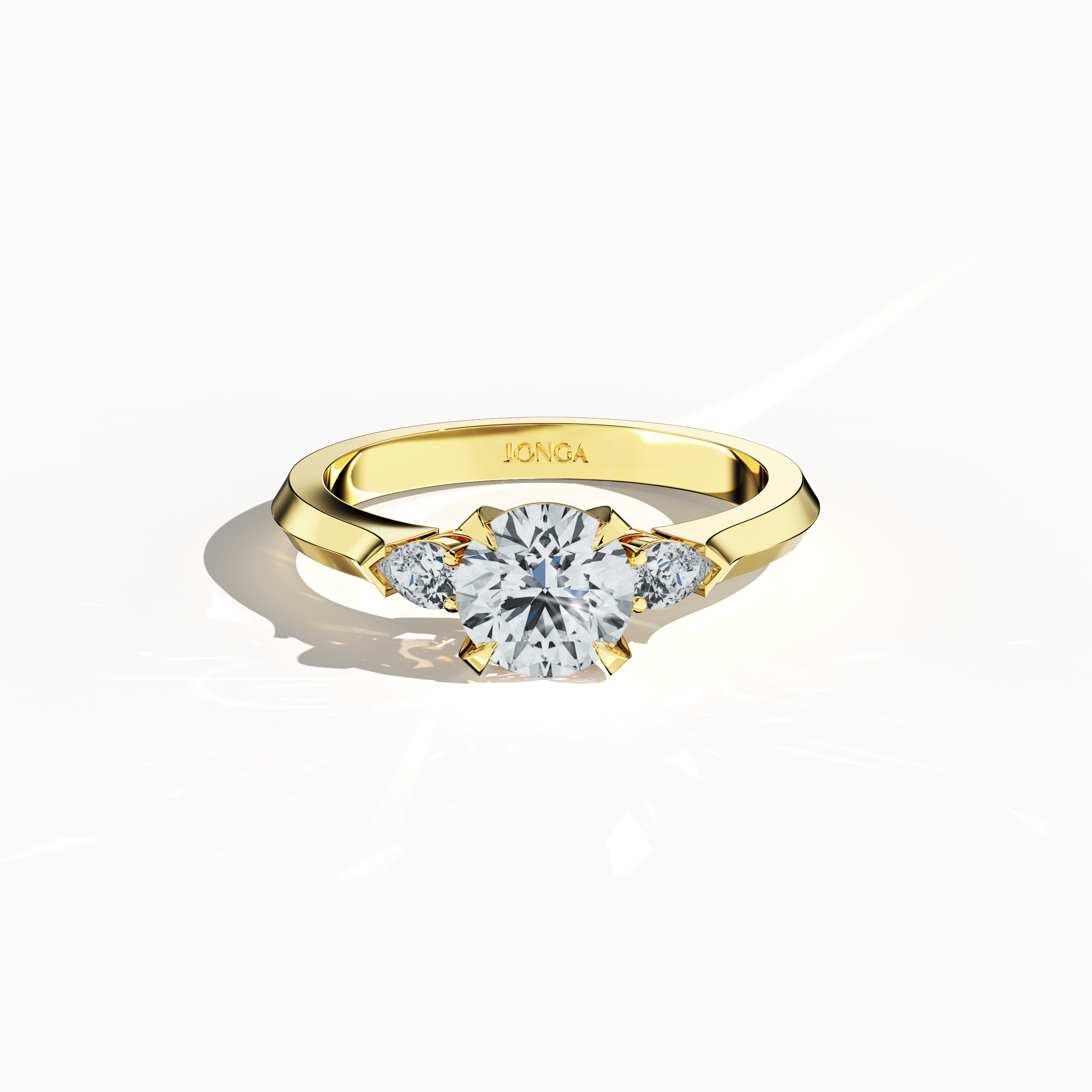 Round Trio 1.00 ct Ring in Yellow Gold