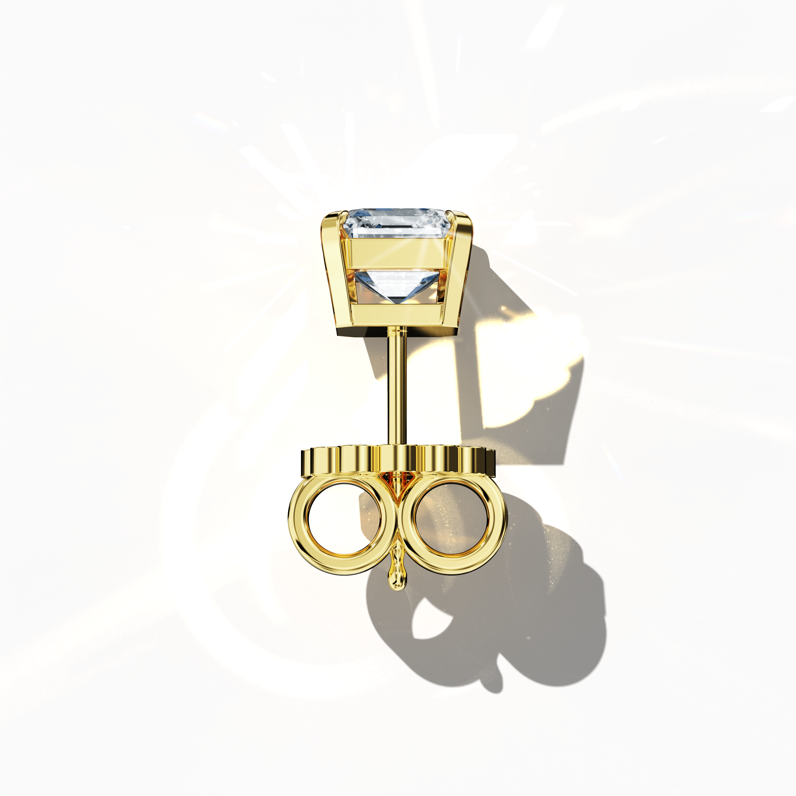 Classic 1ct Asscher Earring in Yellow Gold