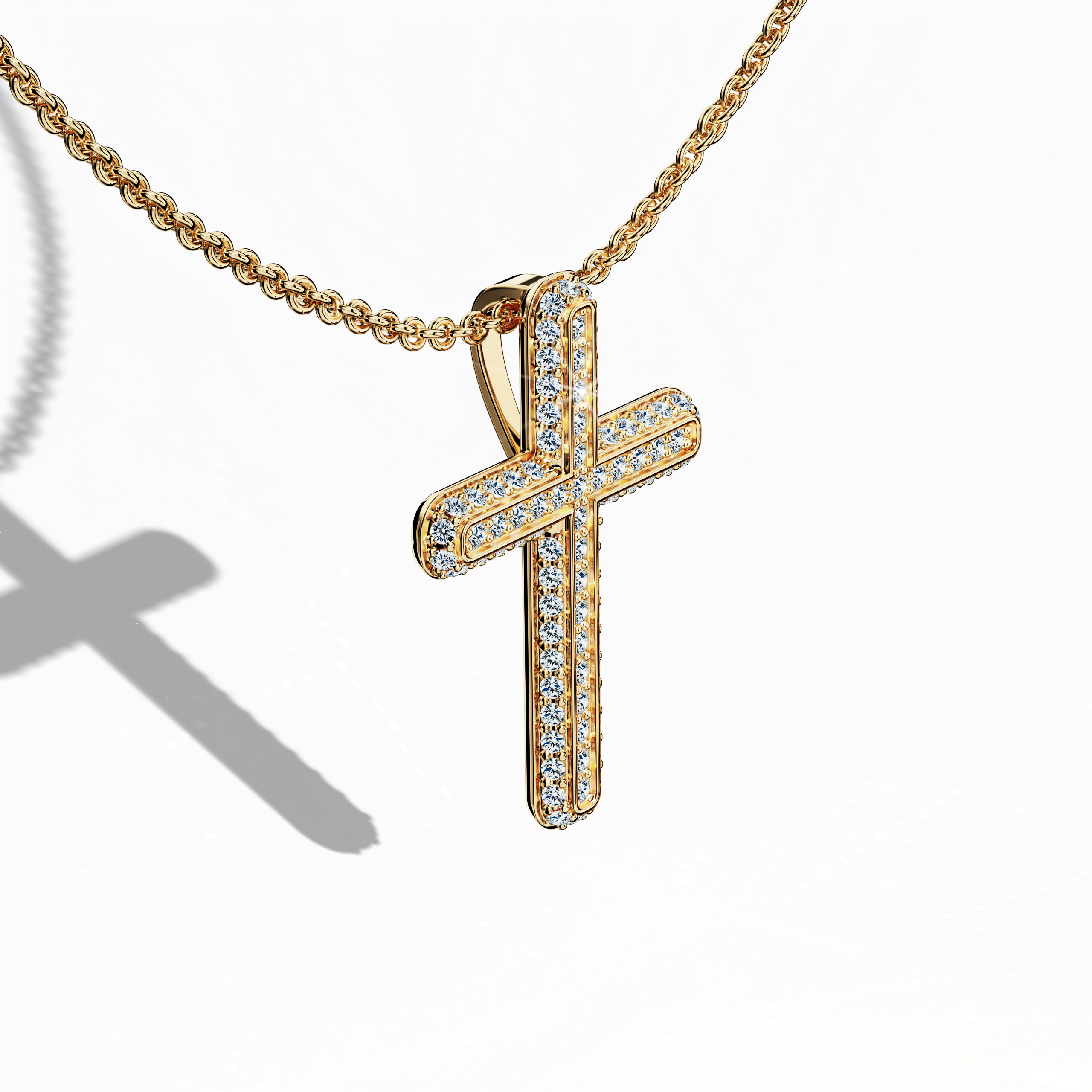 Simple cross pendent Paved in Yellow gold