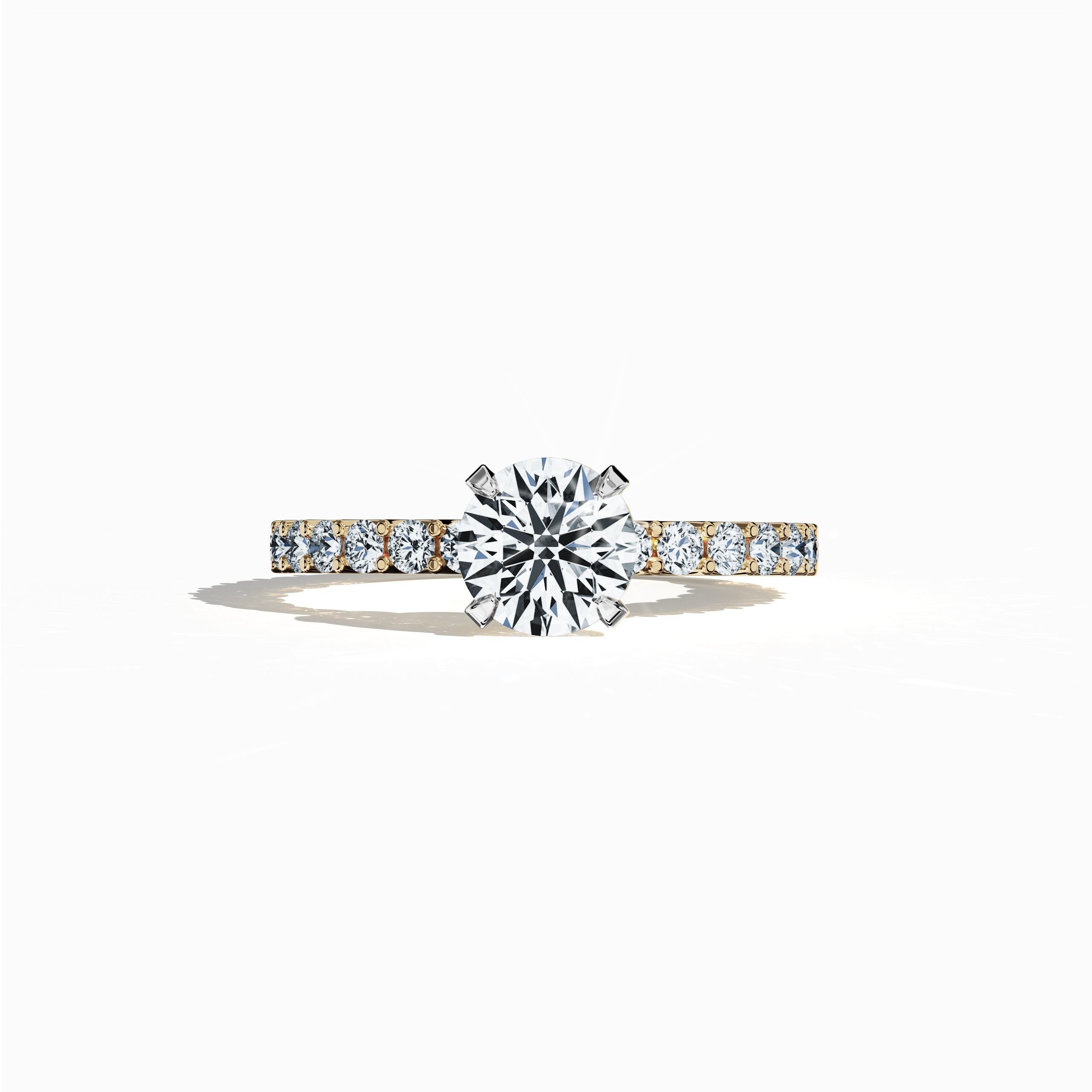 Solitaire Eternity Ring with 1 ct center in Yellow Gold