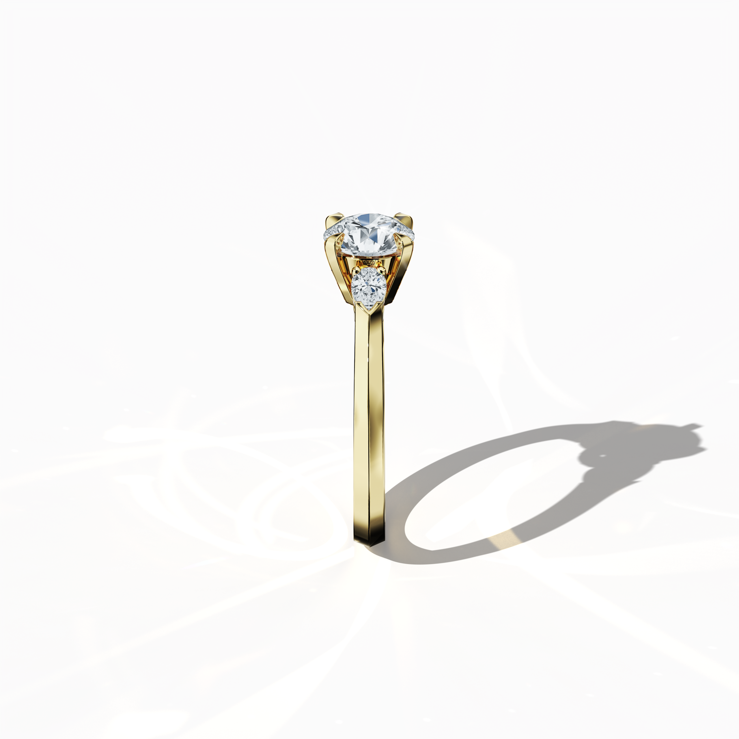 Round Trio 1.00 ct Ring in Yellow Gold