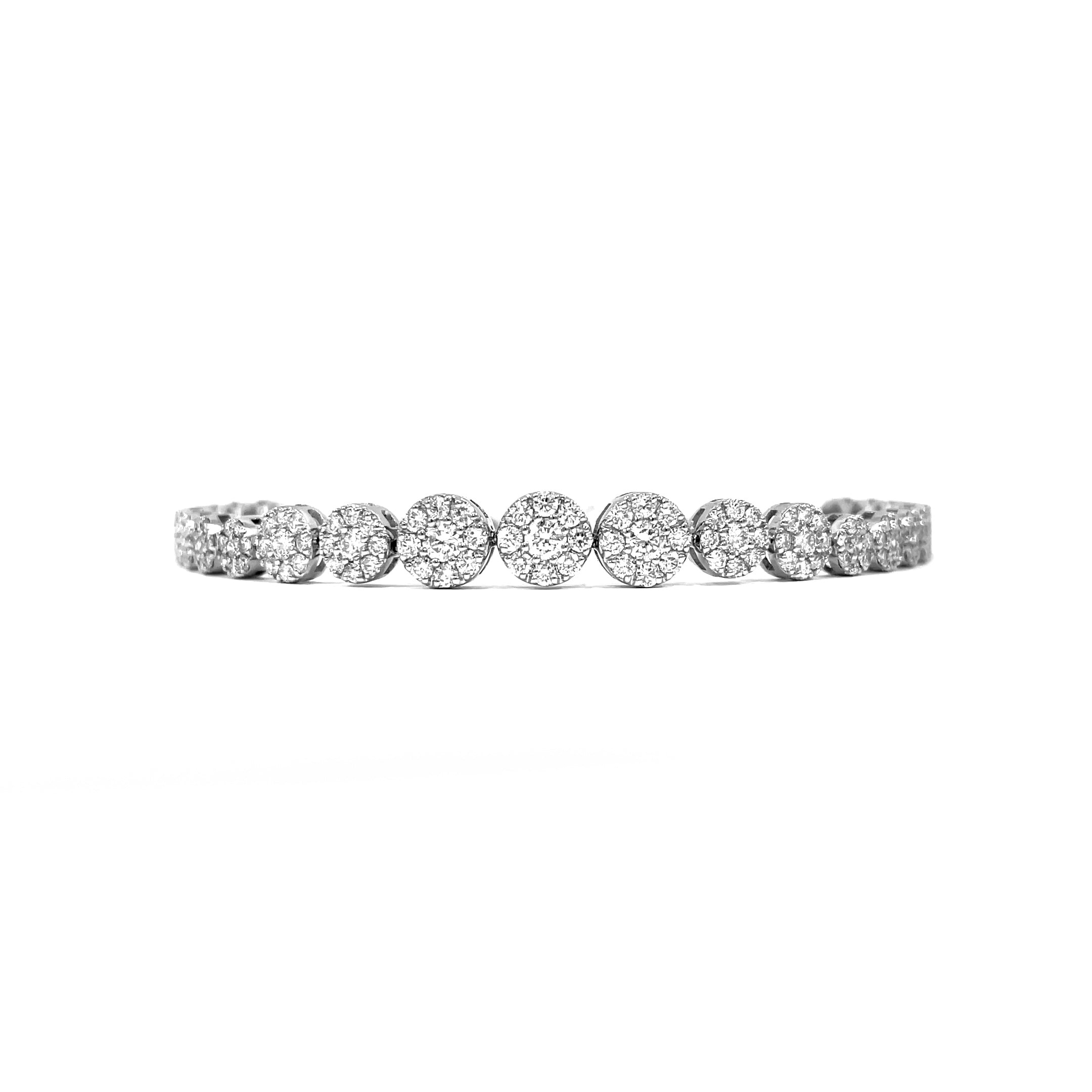Cluster Diamond Bracelet in White Gold 2.02 carat total diamond D-F color VVS-VS clarity 18K white gold handcrafted in Dubai
