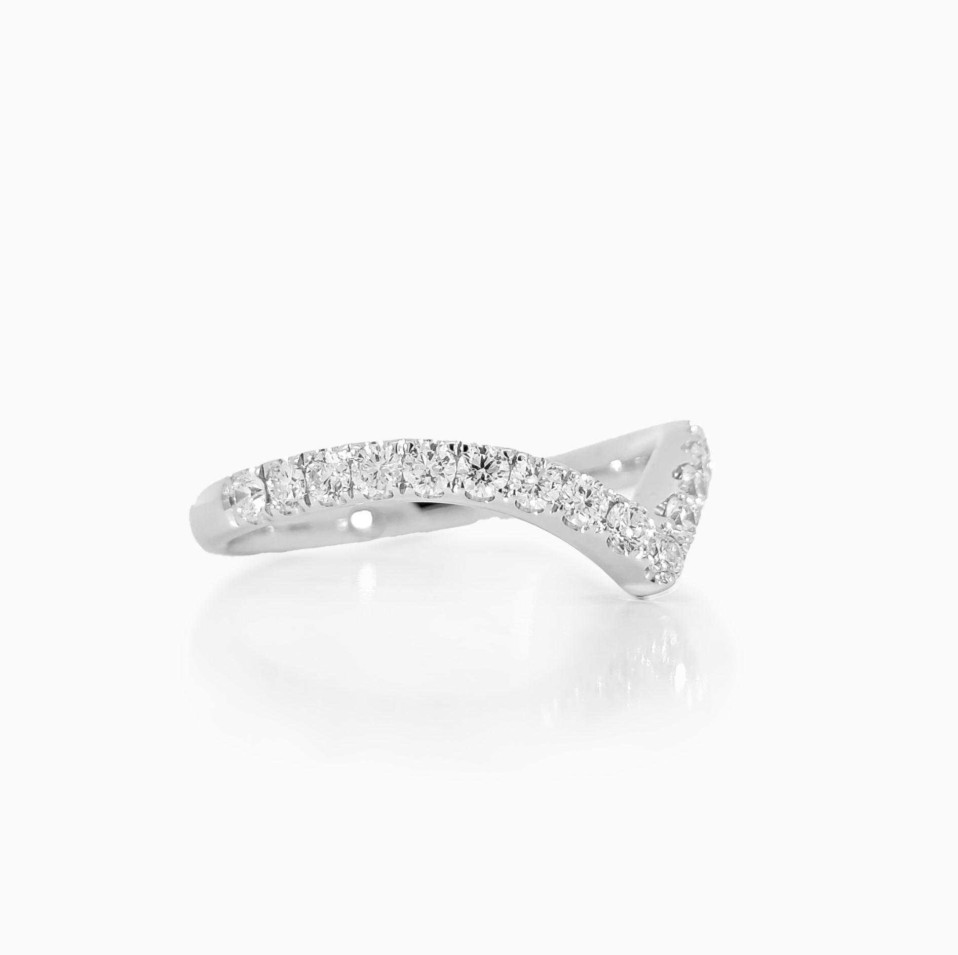 Fancy Pave Band showing intricate diamond pave setting 0.23 carat VS clarity in 18K white gold
