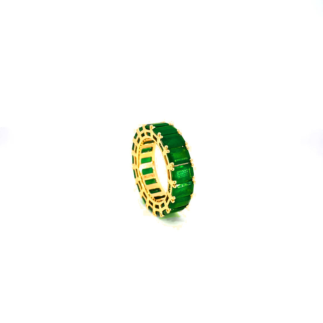 Green Emerald Eternity Ring in Yellow gold