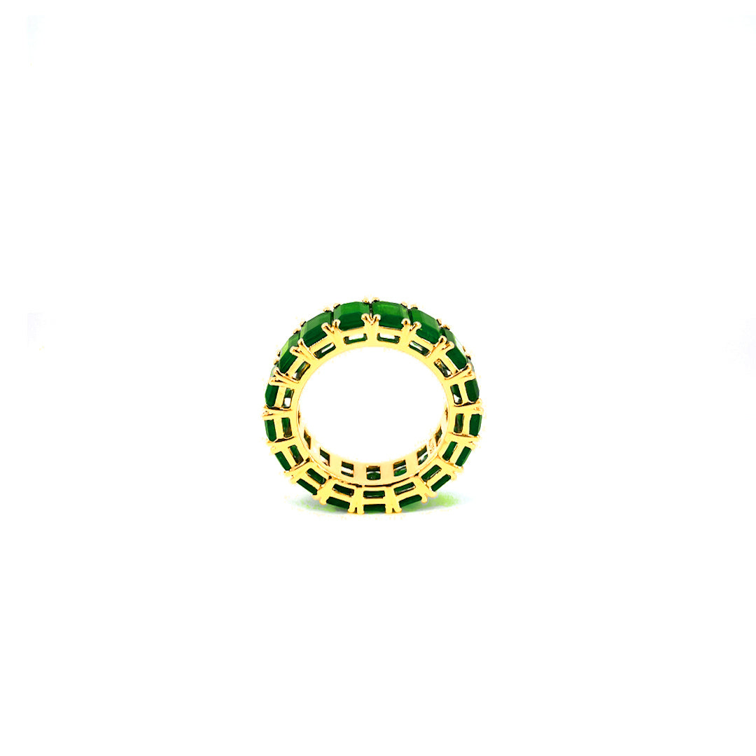 Green Emerald Eternity Ring in Yellow gold