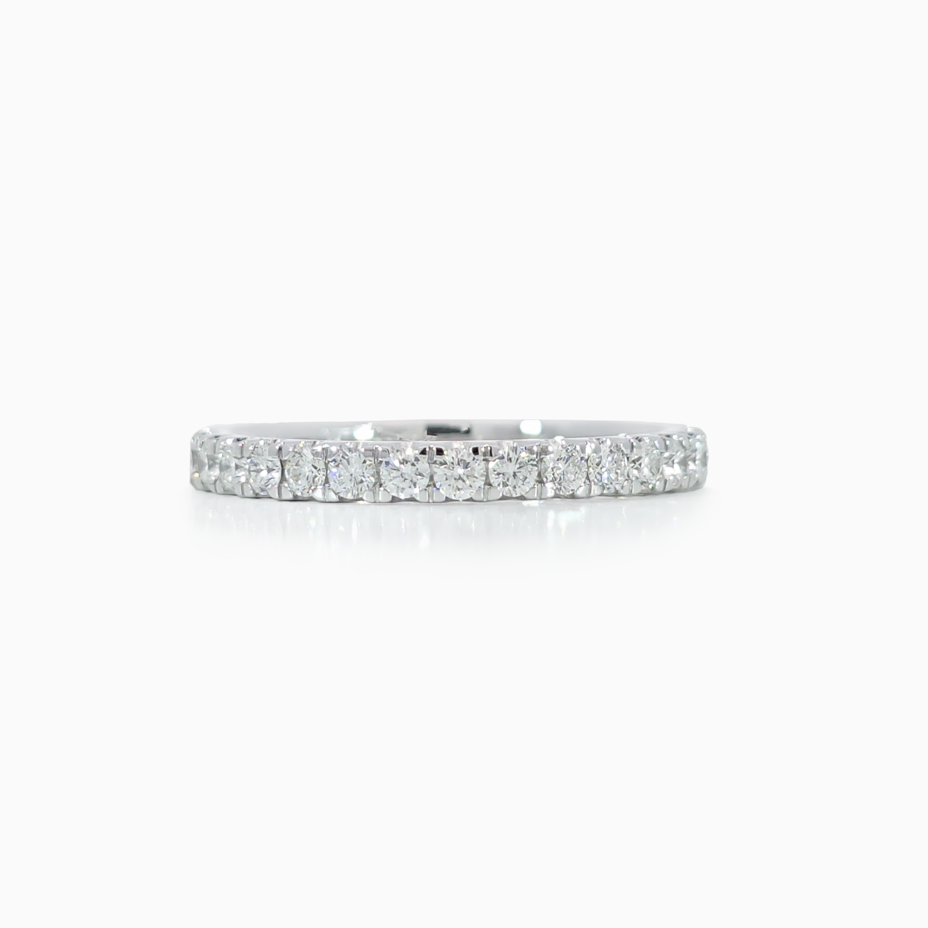 Pave Band 0.51 carat natural diamond D-F color VS clarity 18K white gold handcrafted in Dubai
