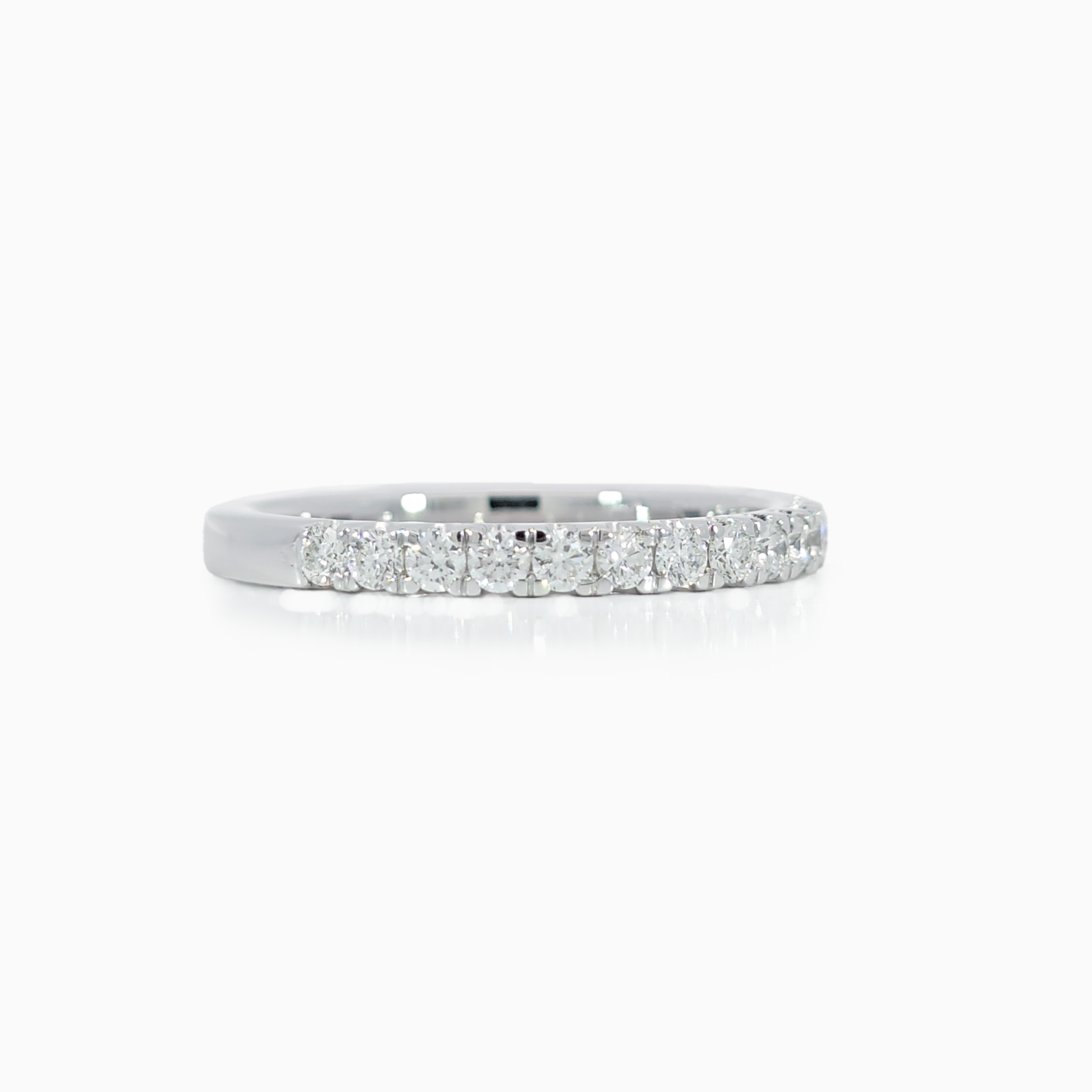 Pave Band side view showing diamond pave setting 0.51 carat VS clarity in 18K white gold
