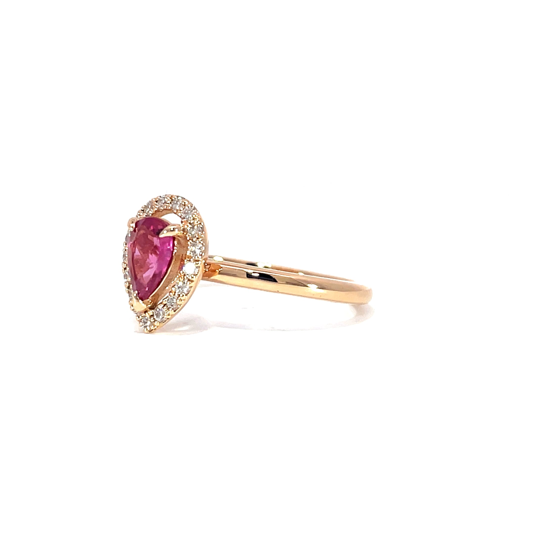 Pear pink ruby hollow ring