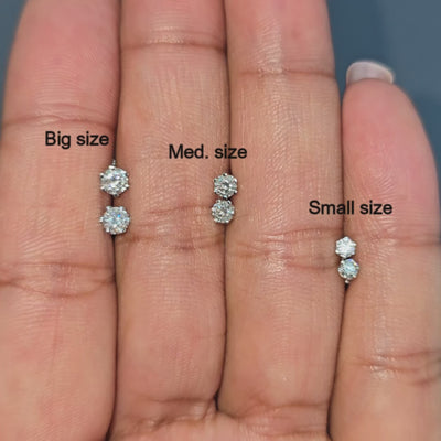 Classic Studs Med Size video displaying 0.22 carat total D-F color VS clarity diamonds and white gold craftsmanship
