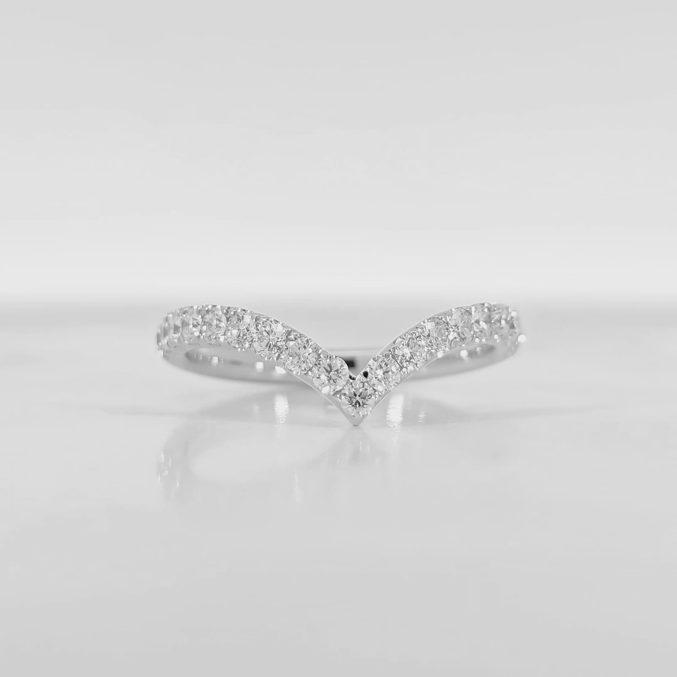 Fancy Pave Band video displaying 0.23 carat D-F color VS clarity diamonds and luxury white gold finish