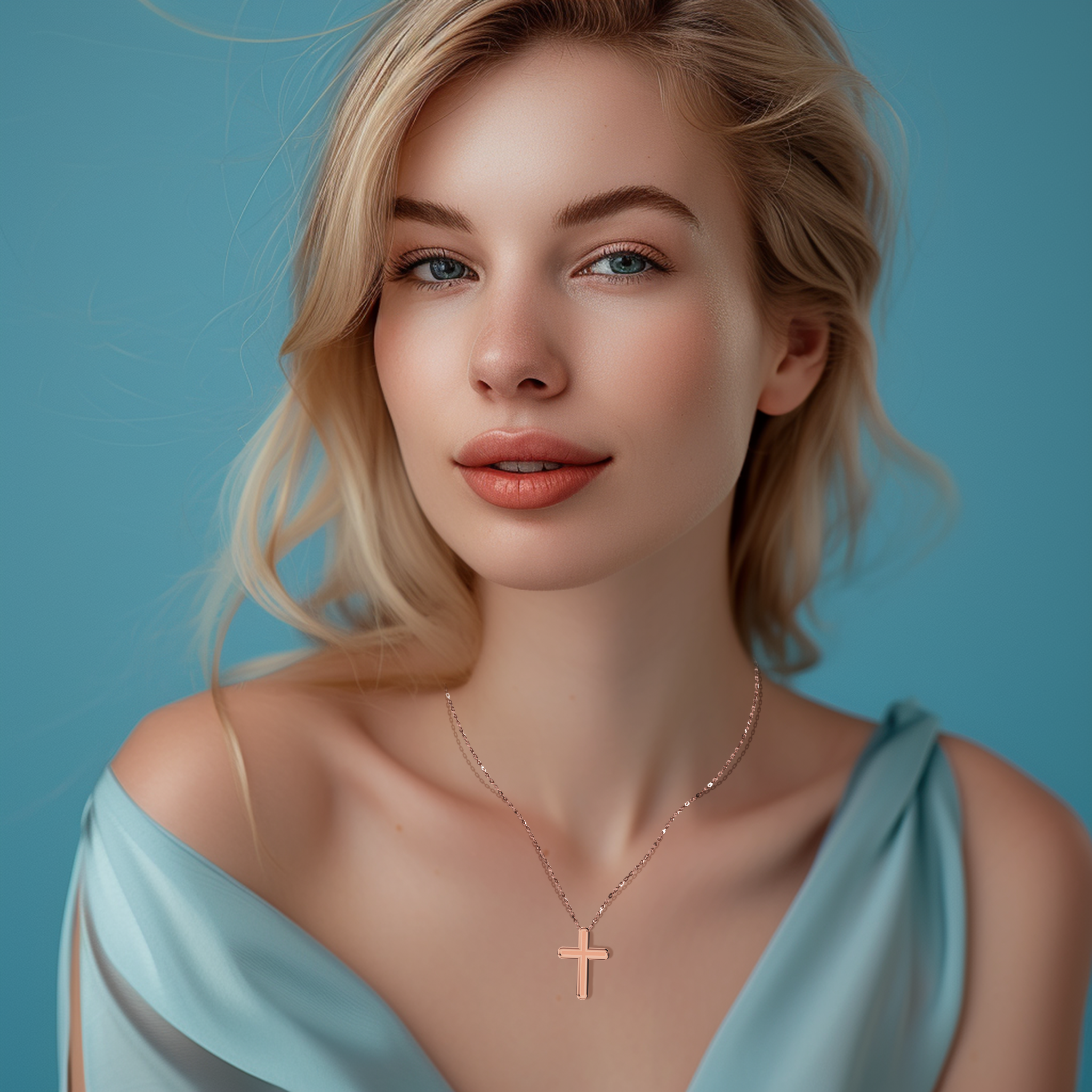 Simple cross pendent in Rose gold