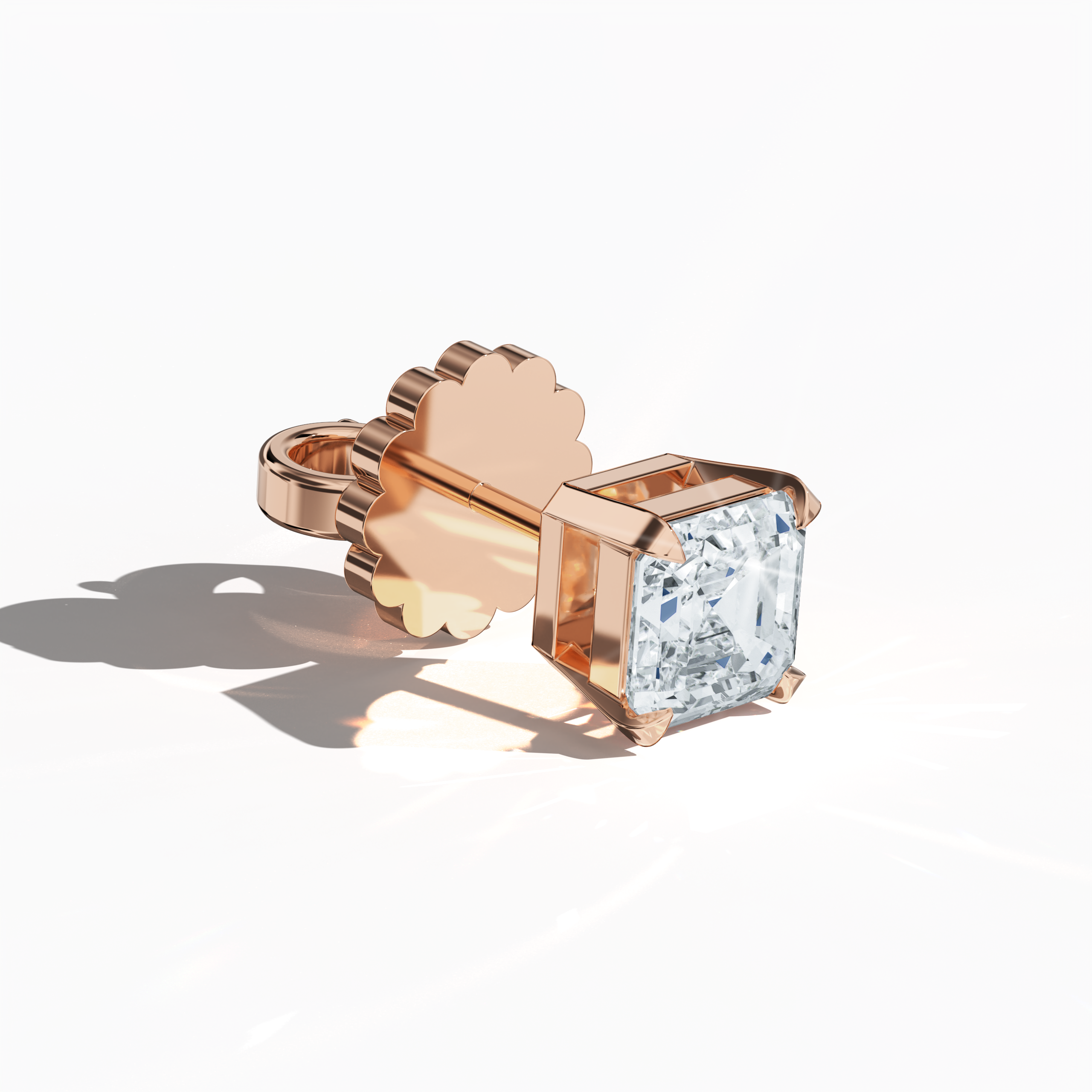 Classic 1ct Asscher Earring in Rose Gold