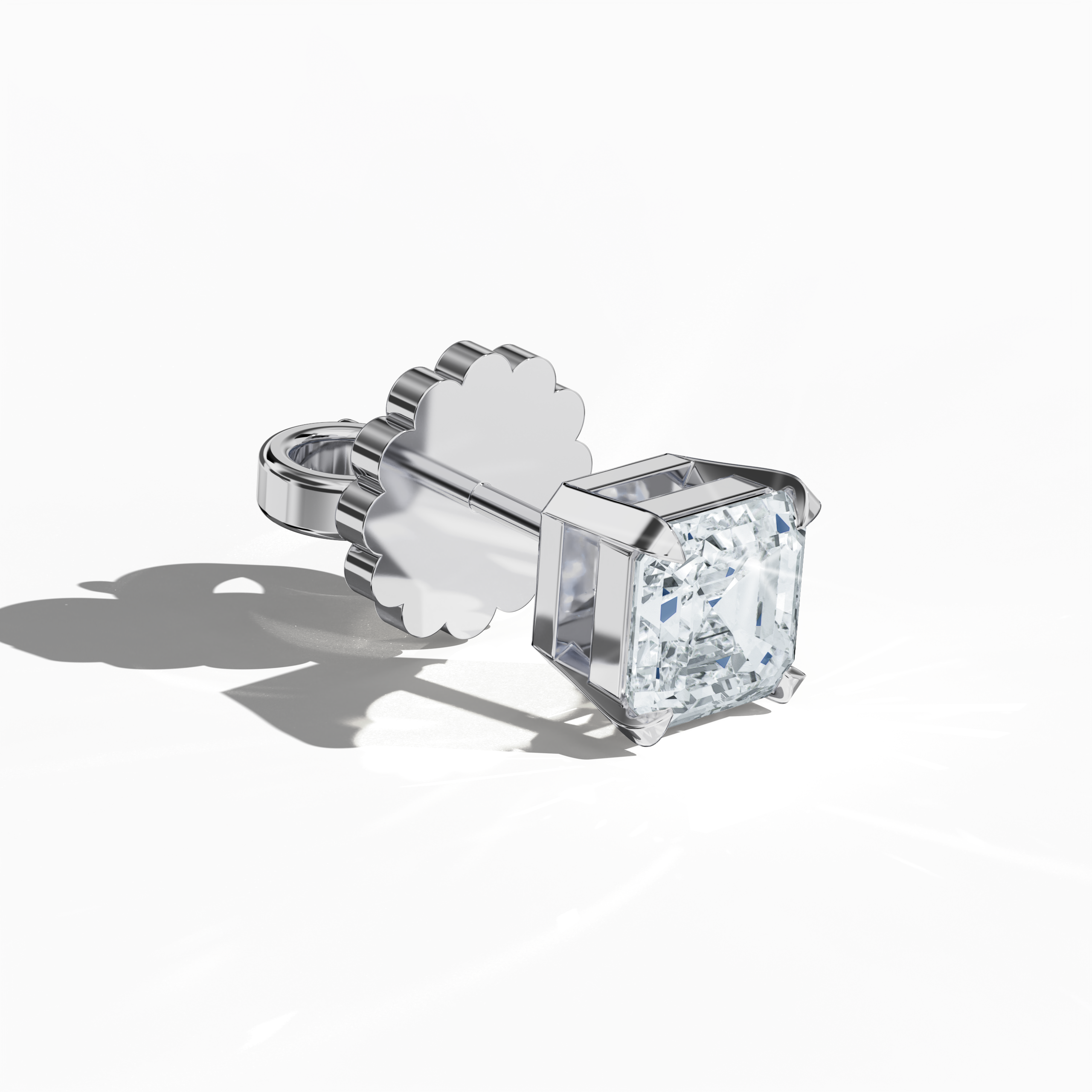 Classic 1ct Asscher Earring in White Gold