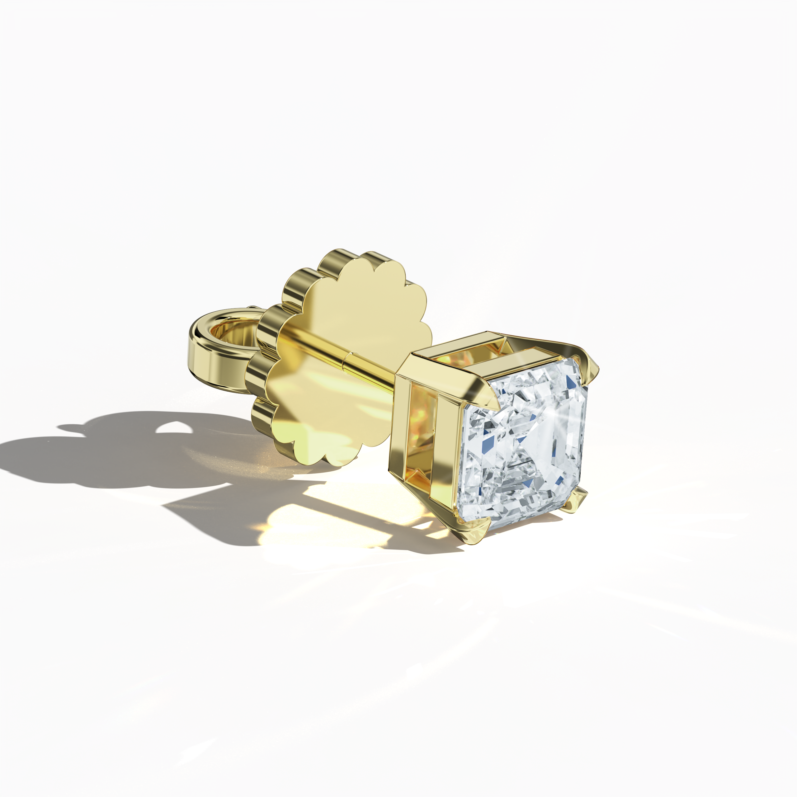 Classic 1ct Asscher Earring in Yellow Gold