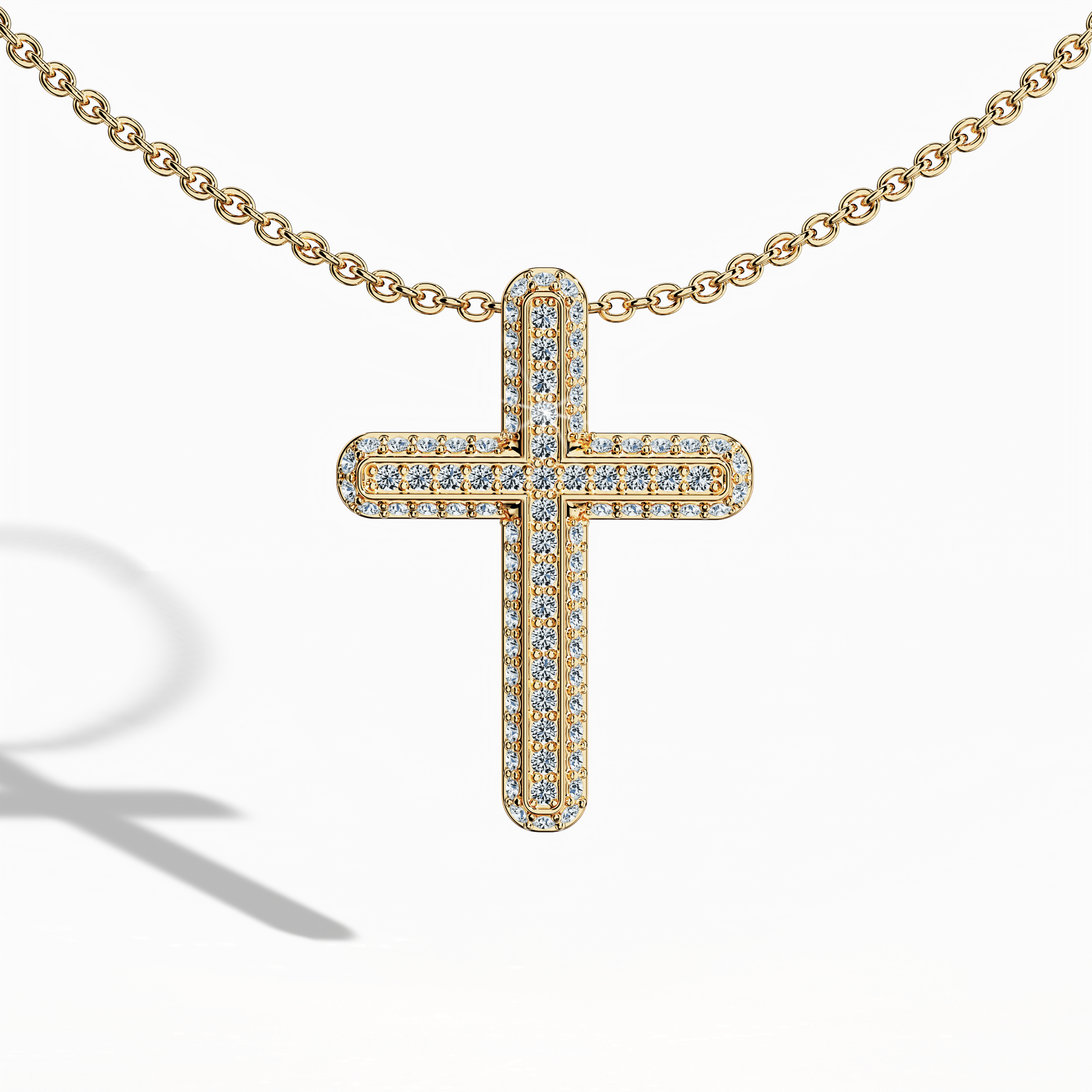 Simple cross pendent Paved in Yellow gold